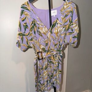 J.O.A. Lavender Floral Wrap Mini Dress with Belt